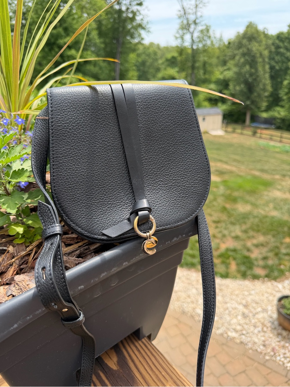 Chloé Alphabet Mini Saddle Bag – Black Grained Calfskin – Authentic